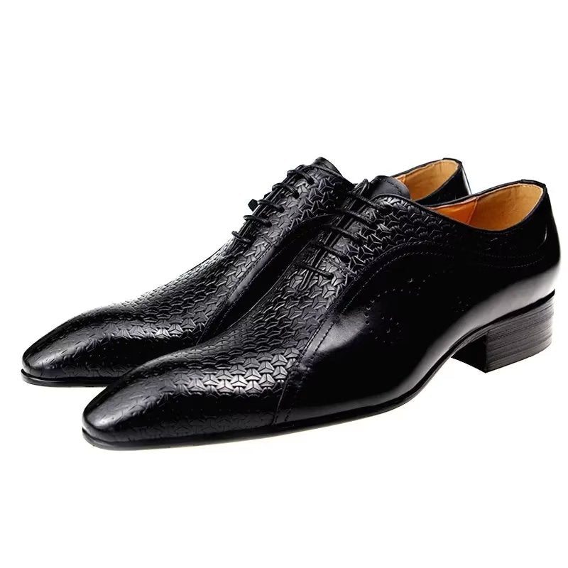 Pánské Společenské Boty Opulentní Kožené Brogue Wedding Oxfords - Černá