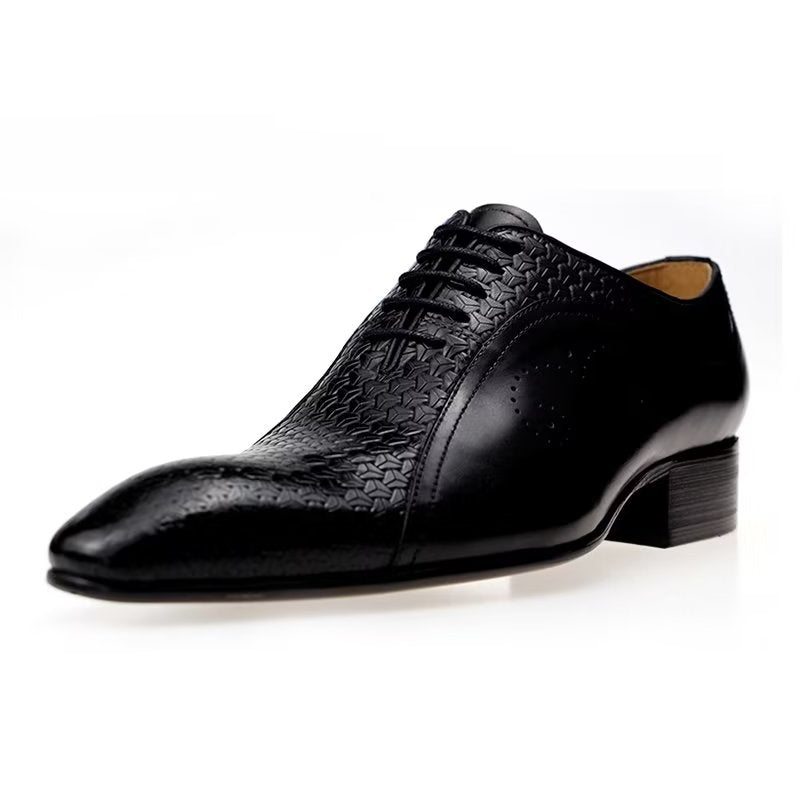 Pánské Společenské Boty Opulentní Kožené Brogue Wedding Oxfords - Černá