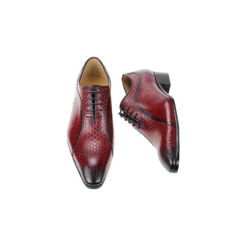 Pánské Společenské Boty Opulentní Kožené Brogue Wedding Oxfords - Červená