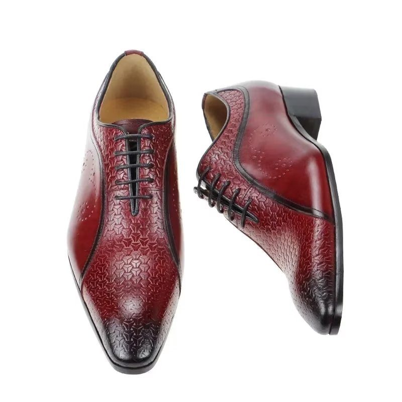 Pánské Společenské Boty Opulentní Kožené Brogue Wedding Oxfords - Červená