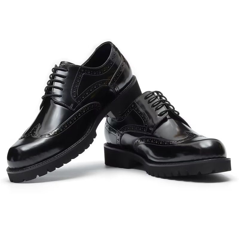 Pánské Společenské Boty Reliéfní Elegance Brogue - Černá