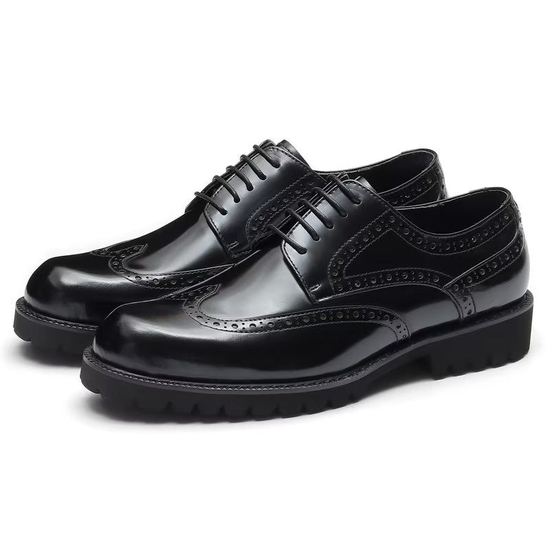 Pánské Společenské Boty Reliéfní Elegance Brogue - Černá