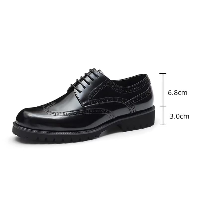 Pánské Společenské Boty Reliéfní Elegance Brogue - Černá