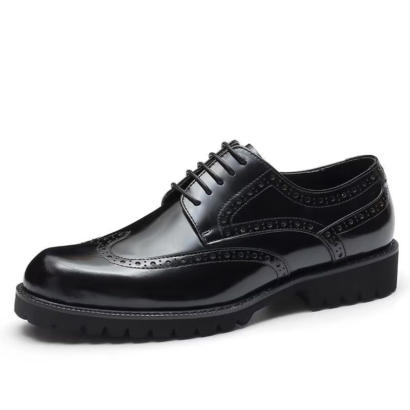 Pánské Společenské Boty Reliéfní Elegance Brogue - Černá