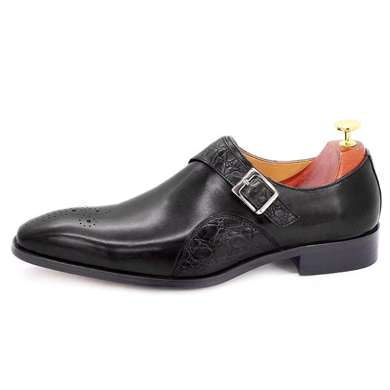 Pánské Společenské Boty Vynikající S Vyraženým Vzorem Croc Monkstraps