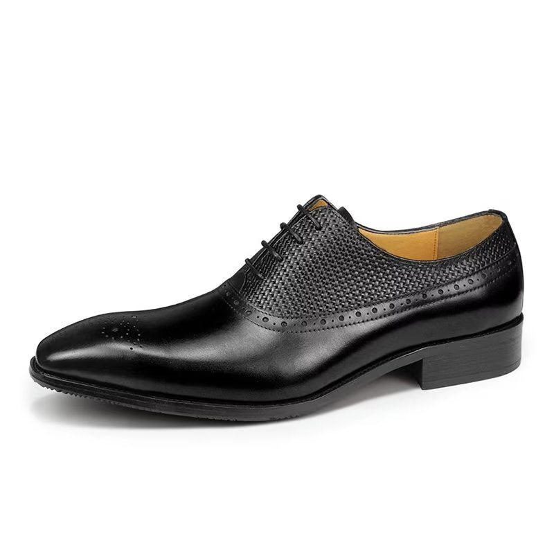 Pánské Společenské Boty Wedding Brogue Z Pravé Kůže - Černá