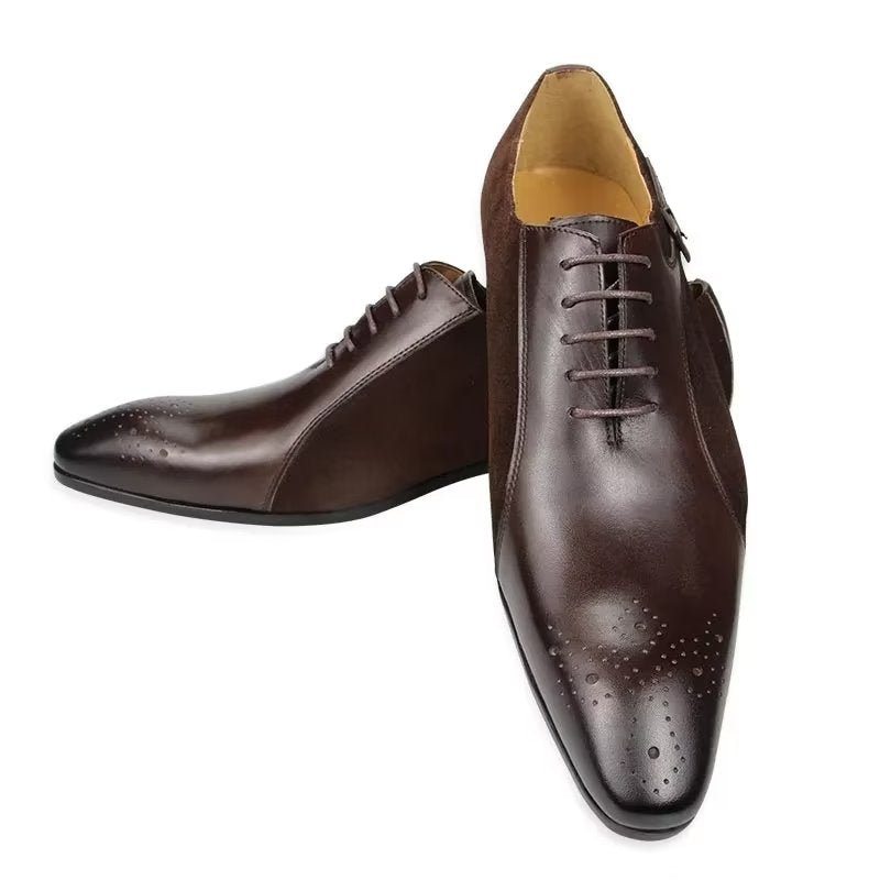 Pánské Společenské Boty Wedding Brogue Z Pravé Kůže Modish - Káva