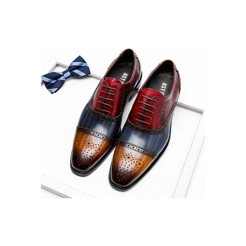 Pánské Společenské Boty Wingtip Leather Lace-up Oxfords - Exotická