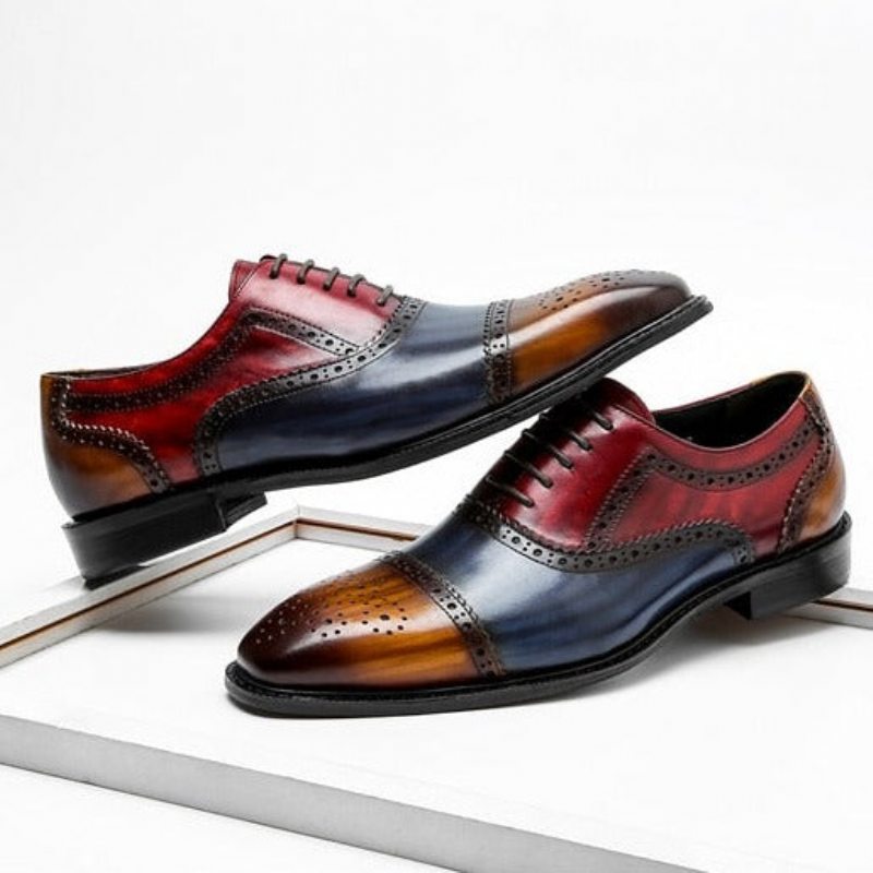 Pánské Společenské Boty Wingtip Leather Lace-up Oxfords - Exotická