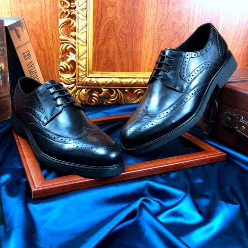 Pánské Společenské Boty Wingtip Luxury Klasický Pointed Toe Oxford Brogues - Černá