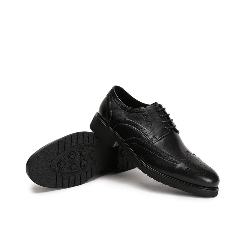 Pánské Společenské Boty Wingtip Luxury Klasický Pointed Toe Oxford Brogues - Černá