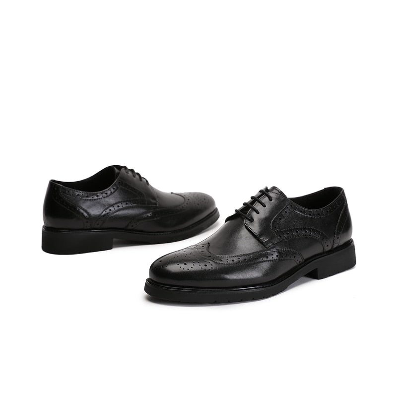 Pánské Společenské Boty Wingtip Luxury Klasický Pointed Toe Oxford Brogues - Černá