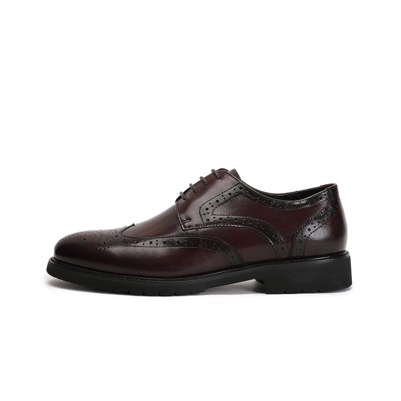 Pánské Společenské Boty Wingtip Luxury Klasický Pointed Toe Oxford Brogues - Káva