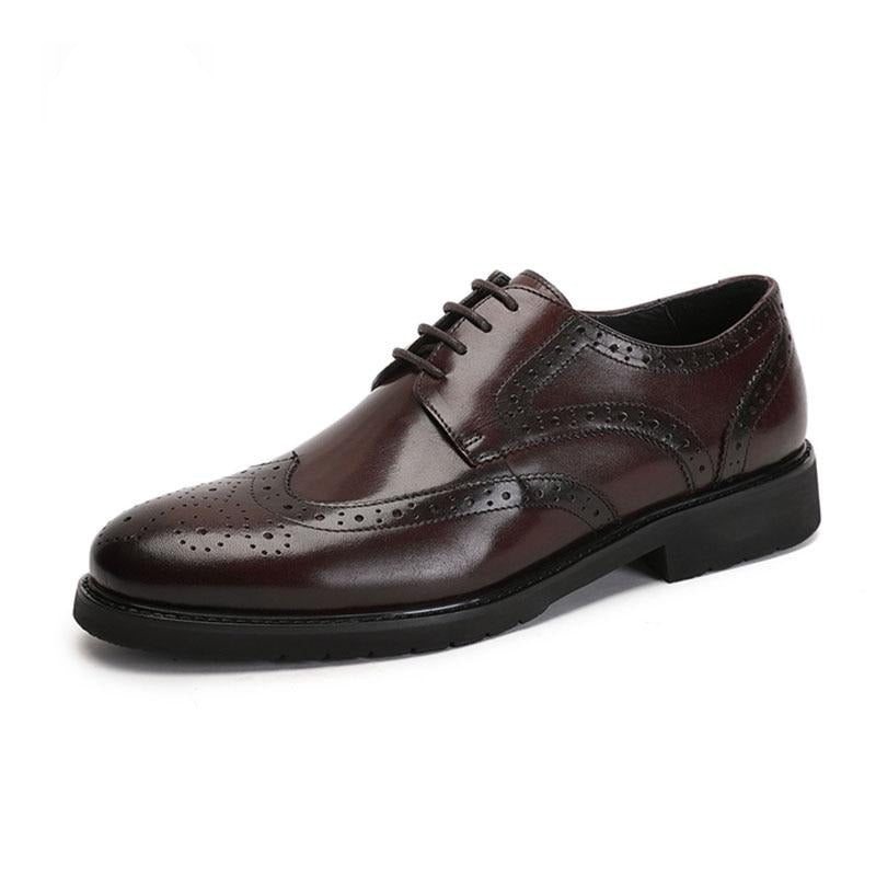 Pánské Společenské Boty Wingtip Luxury Klasický Pointed Toe Oxford Brogues - Káva