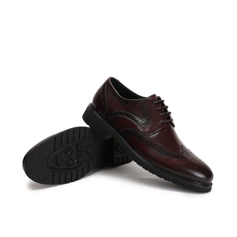 Pánské Společenské Boty Wingtip Luxury Klasický Pointed Toe Oxford Brogues - Káva