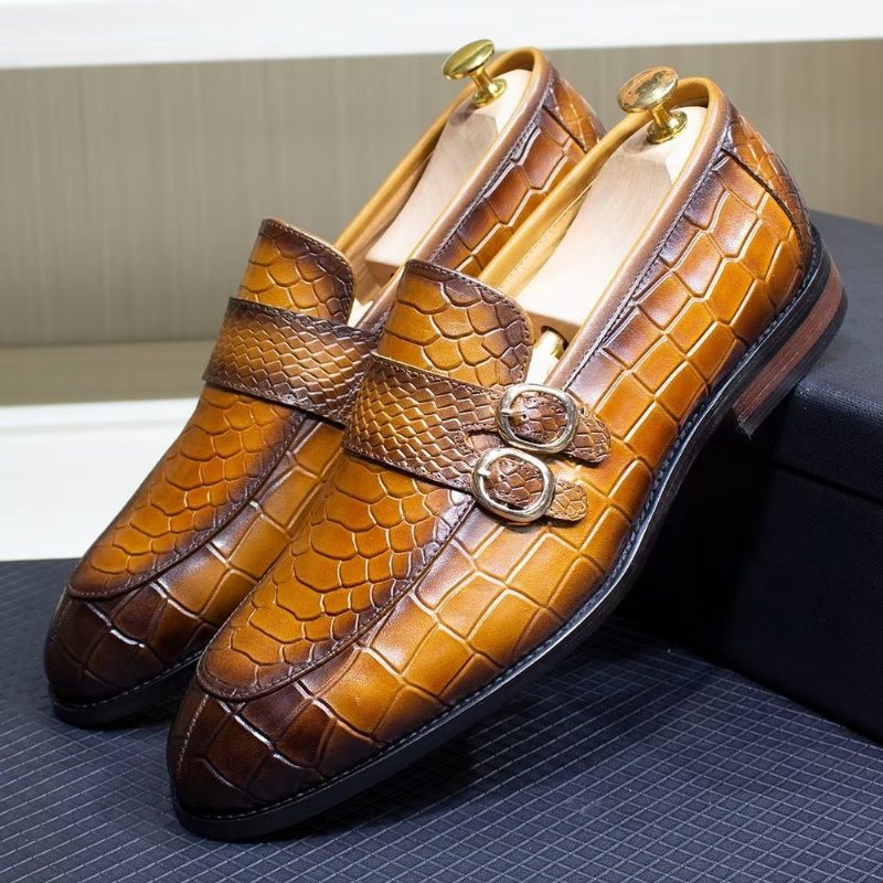 Pánské Společenské Boty Z Pravé Kůže Elegantní Crocformal Classic Brogues - Hnědý