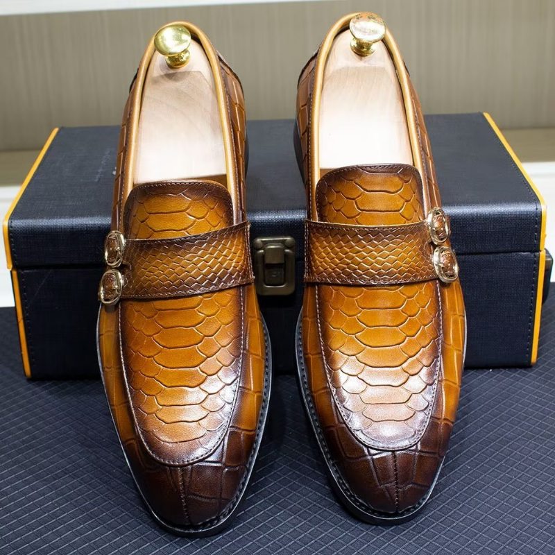 Pánské Společenské Boty Z Pravé Kůže Elegantní Crocformal Classic Brogues - Hnědý