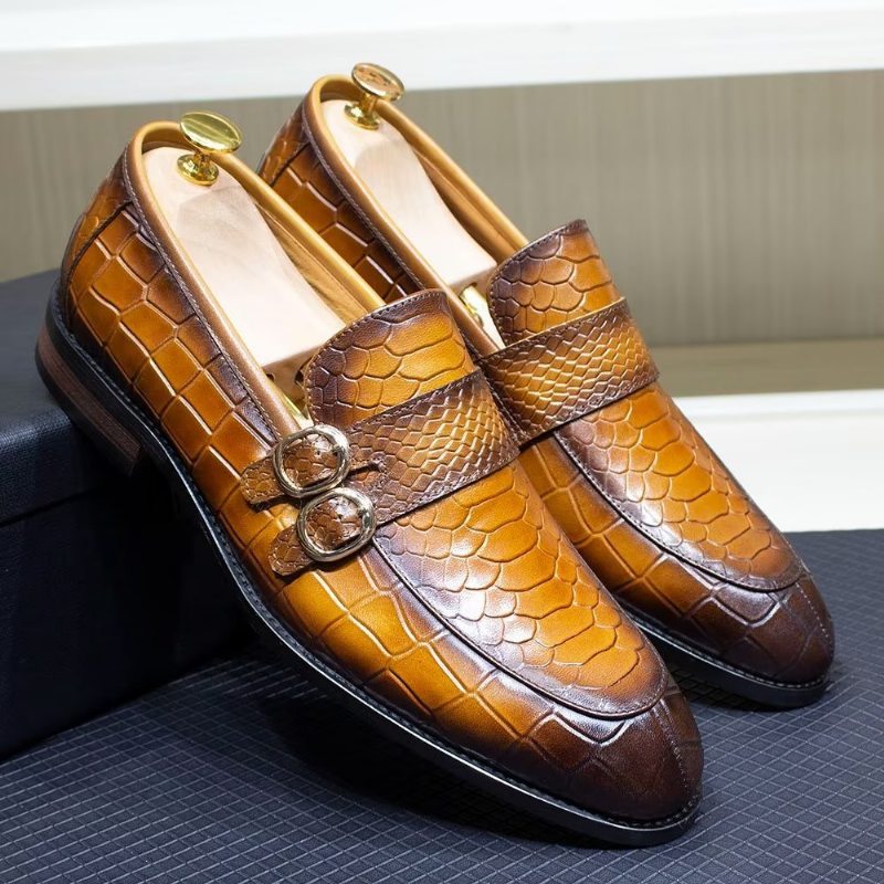 Pánské Společenské Boty Z Pravé Kůže Elegantní Crocformal Classic Brogues - Hnědý