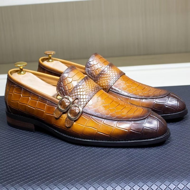 Pánské Společenské Boty Z Pravé Kůže Elegantní Crocformal Classic Brogues - Hnědý