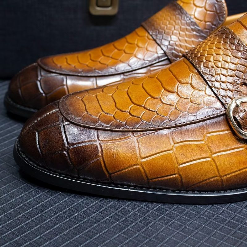 Pánské Společenské Boty Z Pravé Kůže Elegantní Crocformal Classic Brogues - Hnědý