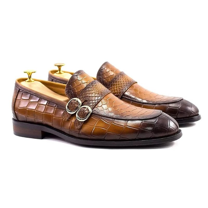 Pánské Společenské Boty Z Pravé Kůže Elegantní Crocformal Classic Brogues - Hnědý