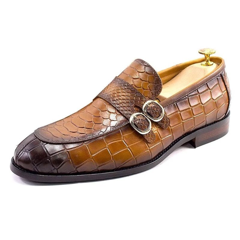 Pánské Společenské Boty Z Pravé Kůže Elegantní Crocformal Classic Brogues - Hnědý