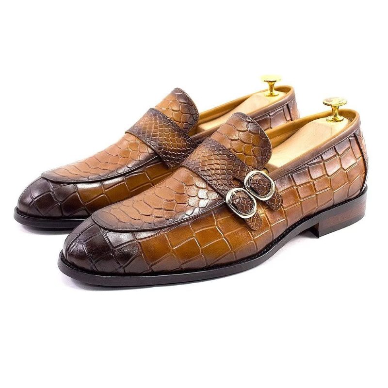 Pánské Společenské Boty Z Pravé Kůže Elegantní Crocformal Classic Brogues - Hnědý