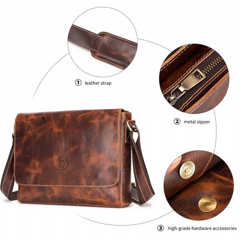 Pánské Tašky Přes Rameno Aristocrat Urban Leather Portfolio - Hnědá