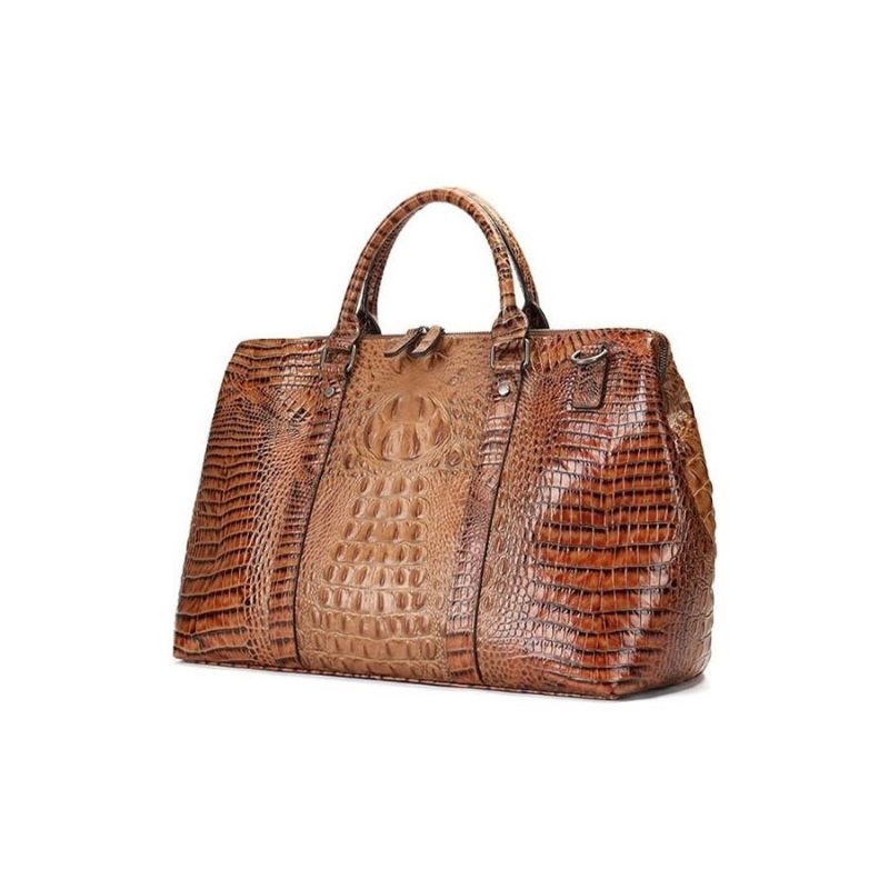 Pánské Tašky Přes Rameno Klasický Crocodile Leather Travel Duffle - Káva