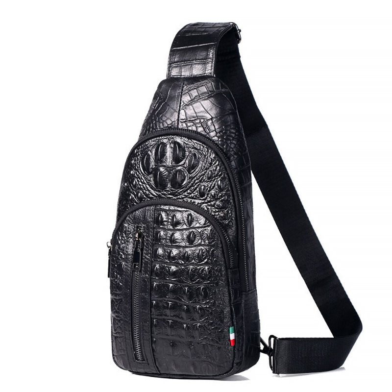 Pánské Tašky Přes Rameno Kožená Taška Crossbody Messenger - Černá