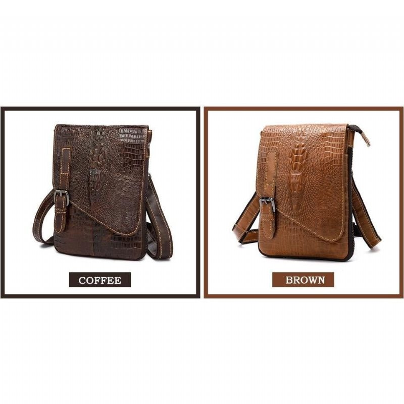 Pánské Tašky Přes Rameno Leather Box Messenger Taška - Káva