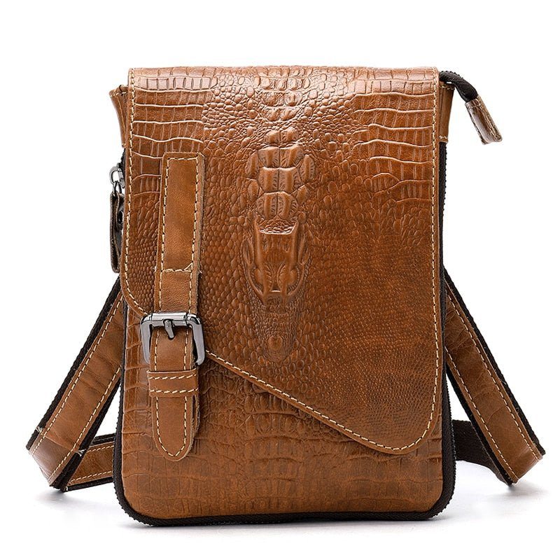 Pánské Tašky Přes Rameno Leather Box Messenger Taška - Káva