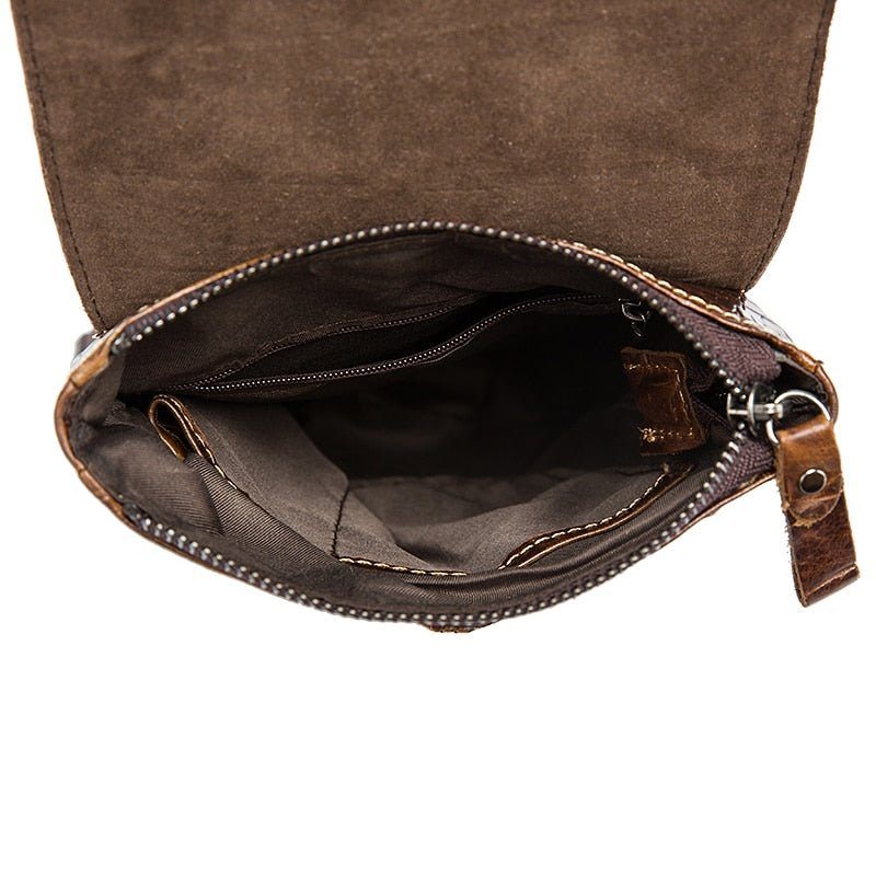 Pánské Tašky Přes Rameno Leather Box Messenger Taška - Káva