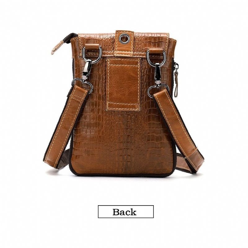 Pánské Tašky Přes Rameno Leather Box Messenger Taška - Káva