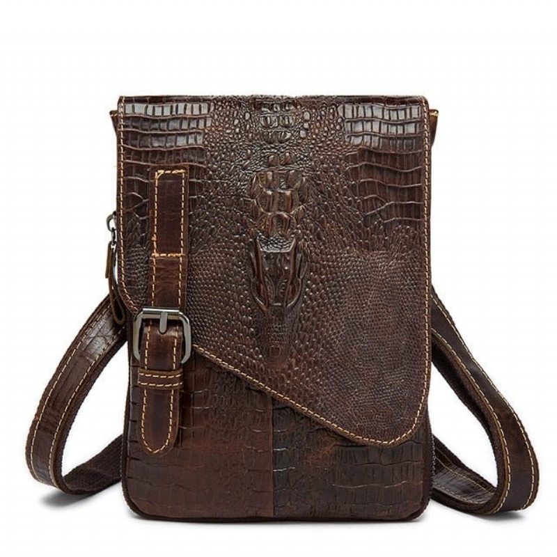 Pánské Tašky Přes Rameno Leather Box Messenger Taška - Káva