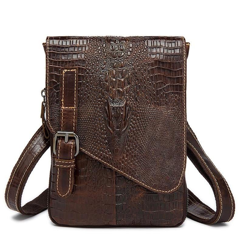 Pánské Tašky Přes Rameno Leather Box Messenger Taška - Káva