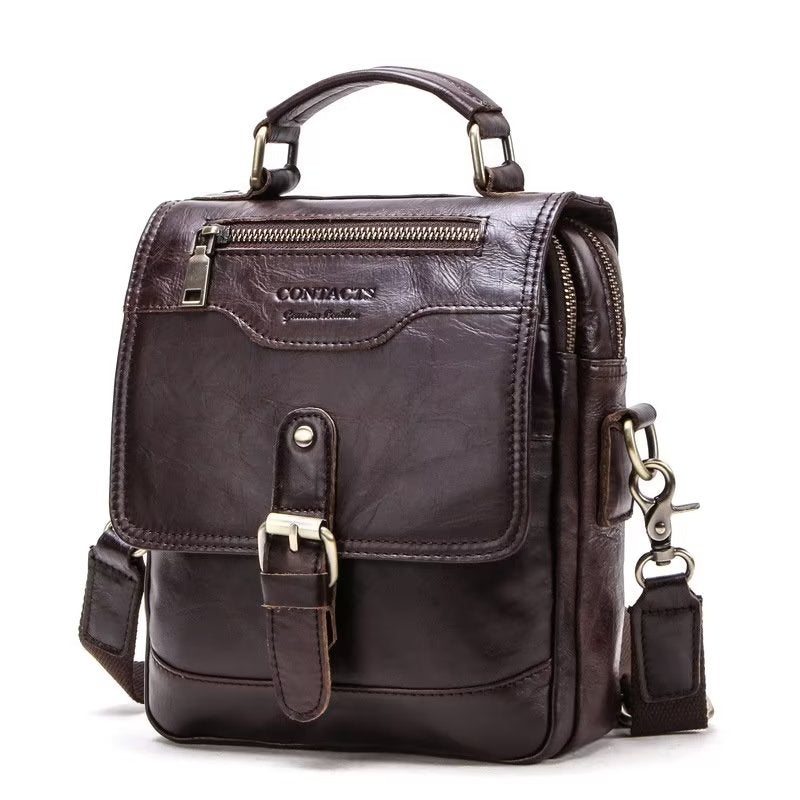 Pánské Tašky Přes Rameno Luxusní Taška Crossbody Messenger Collection Crazy Horse Rugged - Káva