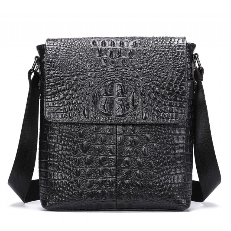 Pánské Tašky Přes Rameno Luxusní Taška Na Zip Z Krokodýlí Kůže Crossbody Messenger - Černá 2