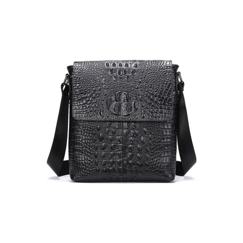 Pánské Tašky Přes Rameno Luxusní Taška Na Zip Z Krokodýlí Kůže Crossbody Messenger - Černá 2