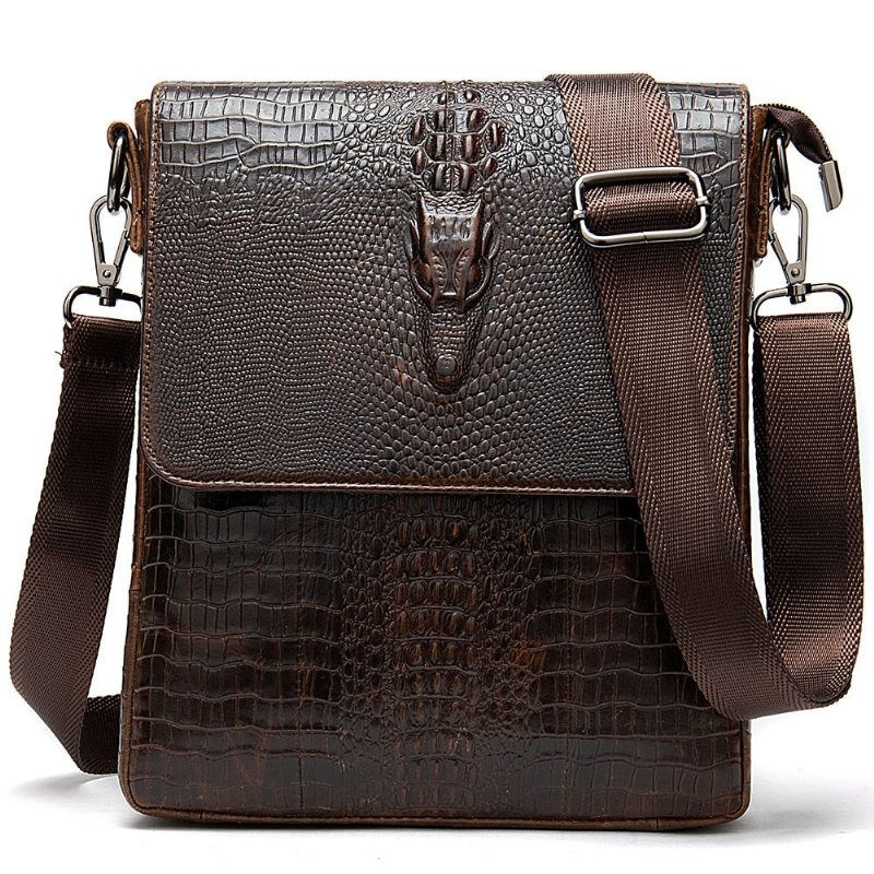 Pánské Tašky Přes Rameno Luxusní Taška Z Krokodýlí Kůže Vintage Cross-body - Káva