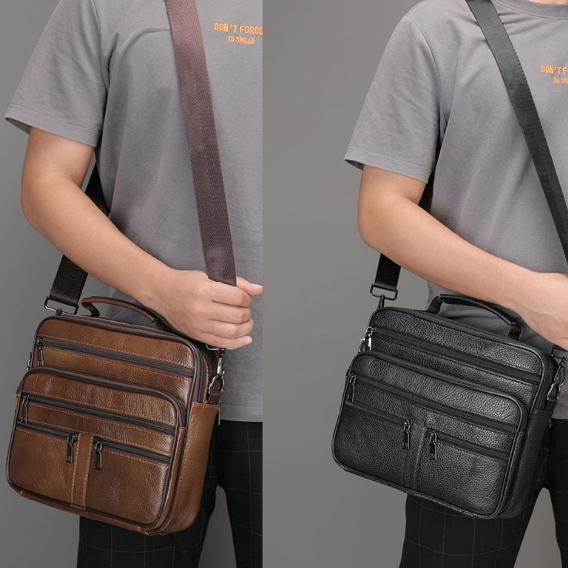 Pánské Tašky Přes Rameno Na Zip Satchel Crossbody Messenger Taška - Černá