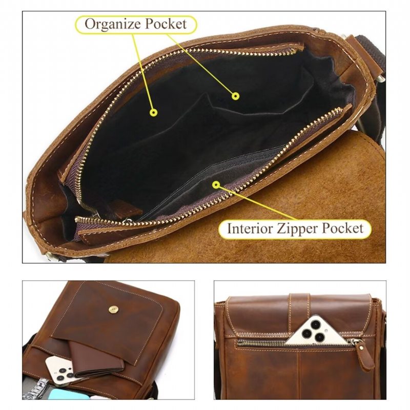 Pánské Tašky Přes Rameno Noble Commuter Leather Tote - Káva