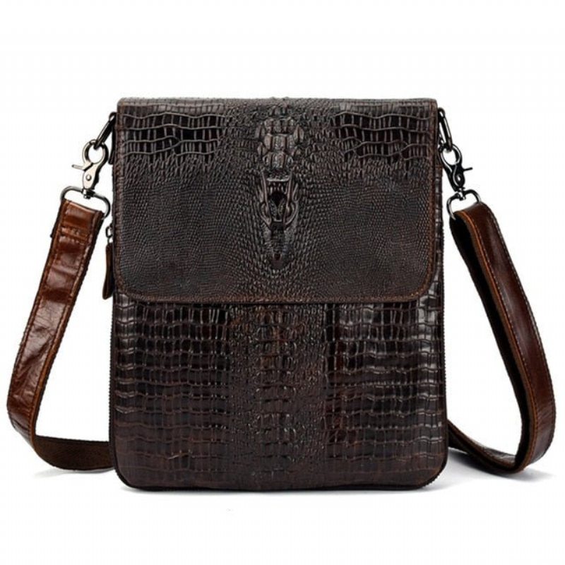 Pánské Tašky Přes Rameno Oil Wax Leather Messenger Taška - Káva