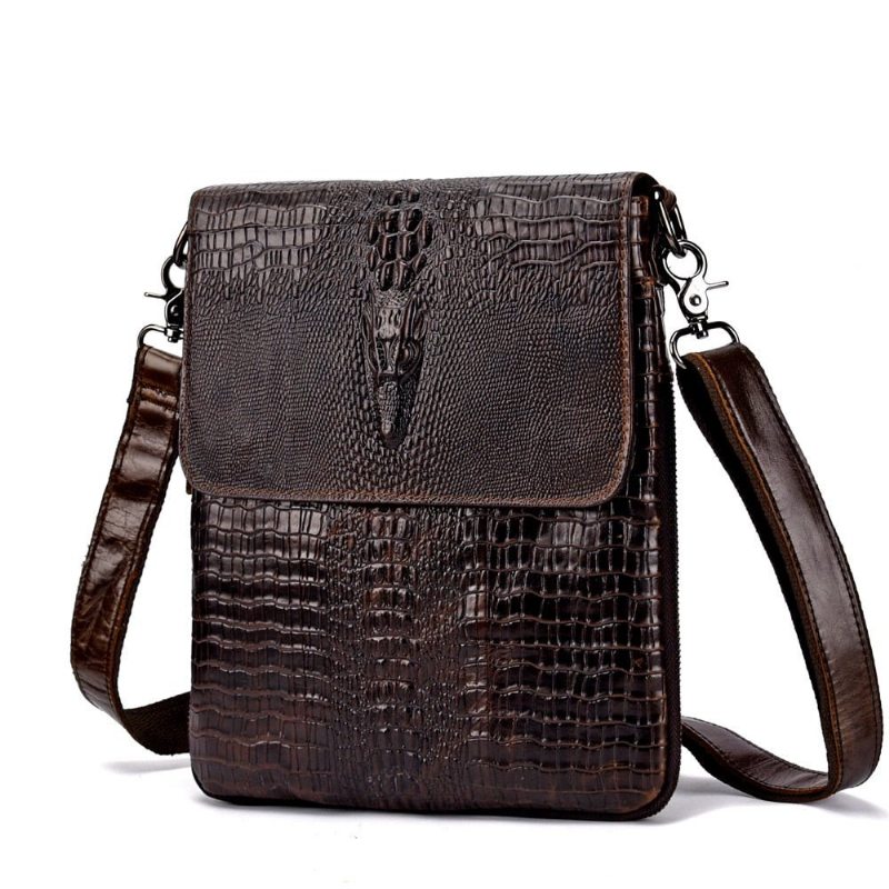 Pánské Tašky Přes Rameno Oil Wax Leather Messenger Taška - Káva