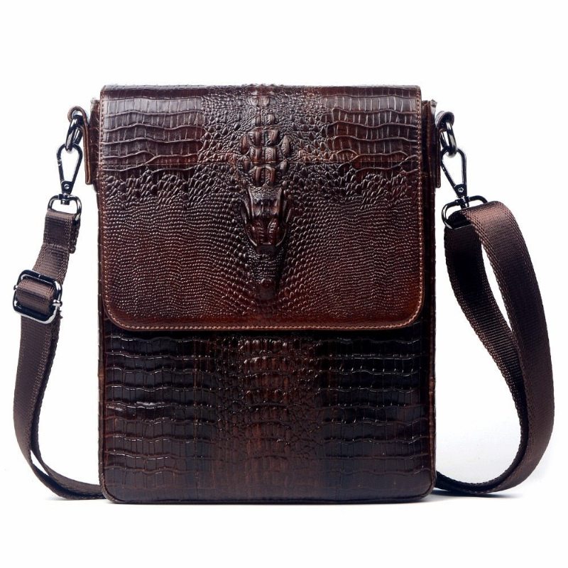 Pánské Tašky Přes Rameno Oil Wax Leather Messenger Taška - Káva