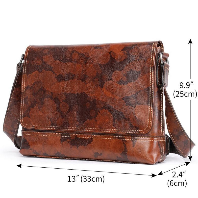 Pánské Tašky Přes Rameno Vintage Zip Crossbody Messenger Taška - Káva