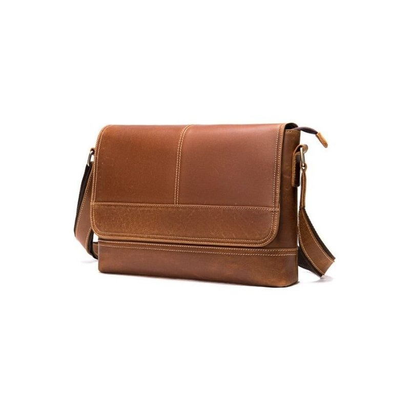 Pánské Tašky Přes Rameno Šik Cover Closure Crossbody Messenger Taška - Káva