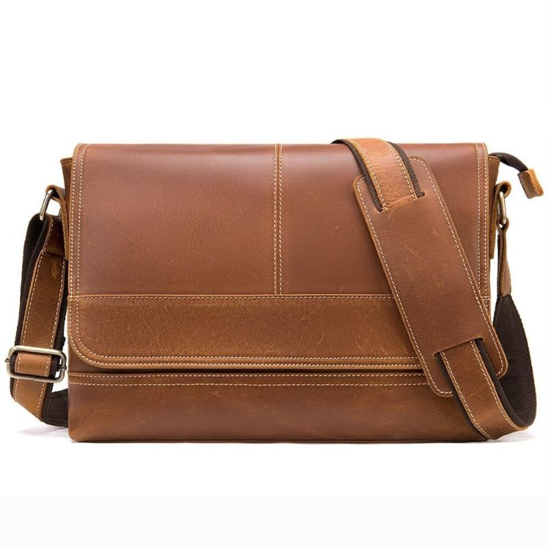 Pánské Tašky Přes Rameno Šik Cover Closure Crossbody Messenger Taška - Káva