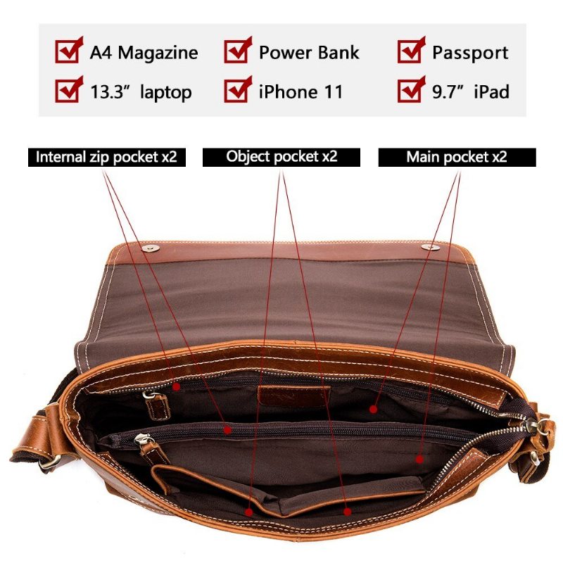 Pánské Tašky Přes Rameno Šik Cover Closure Crossbody Messenger Taška - Káva