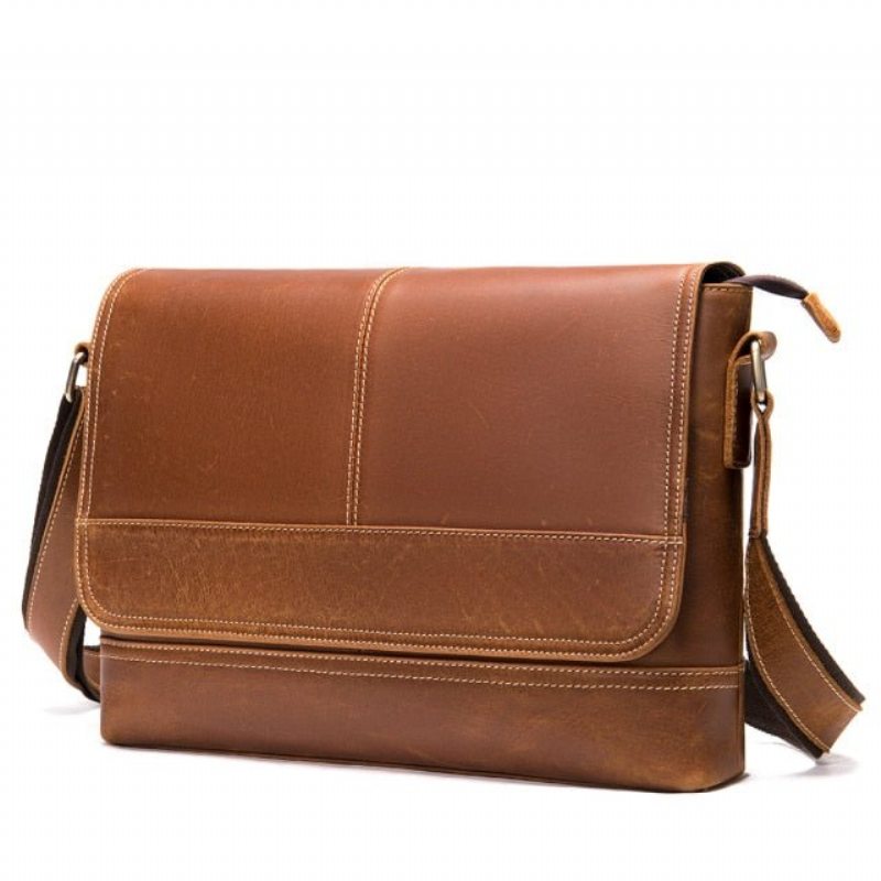 Pánské Tašky Přes Rameno Šik Cover Closure Crossbody Messenger Taška - Káva